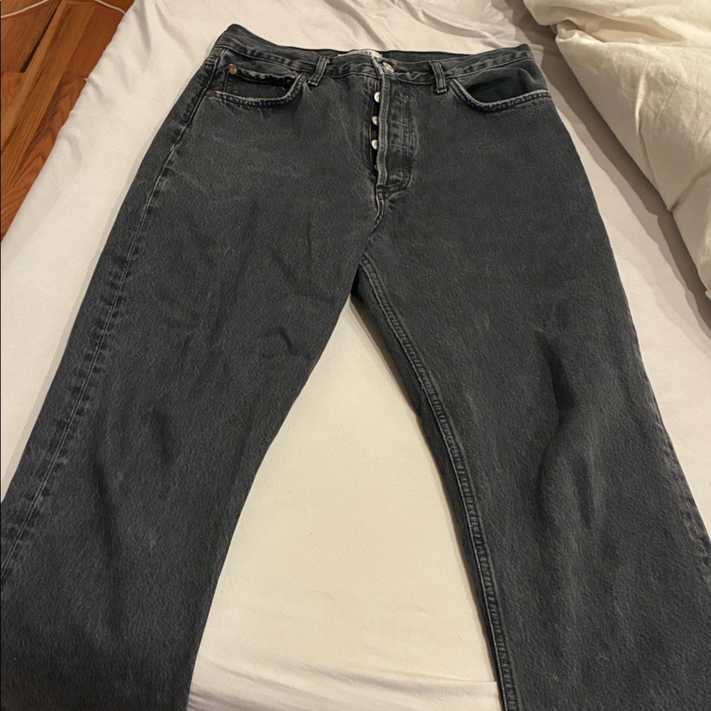 Agolde black high rise straight jean